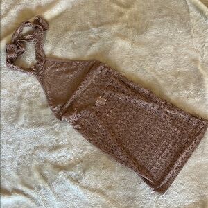 Brown Patterned Halter Swim Cover-Up